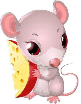 Cute mouse holding cheese 스톡 일러스트