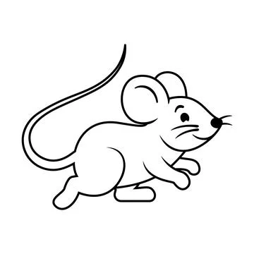 Cute mouse line art icon. A simple black and white vector illustration of a.. Stock Illustration