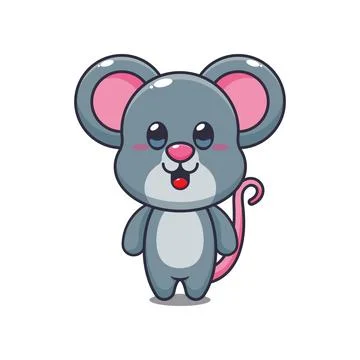 Cute mouse mascot cartoon vector illustration Stock Illustration