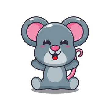Cute mouse mascot cartoon vector illustration Stock Illustration