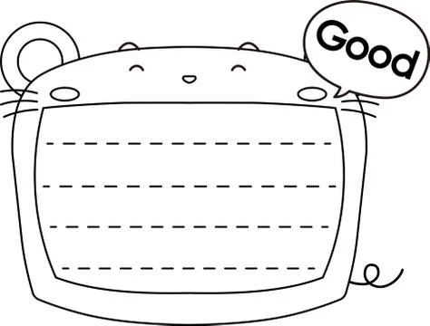 Cute mouse noteboard outline Stock Illustration