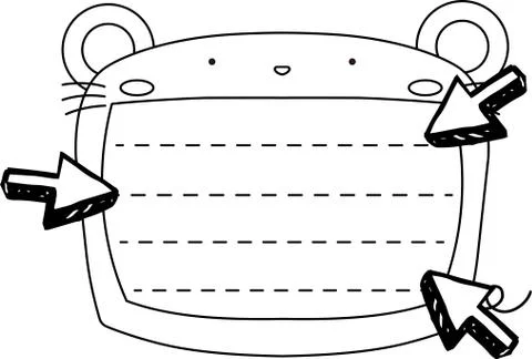 Cute mouse noteboard outline Stock Illustration