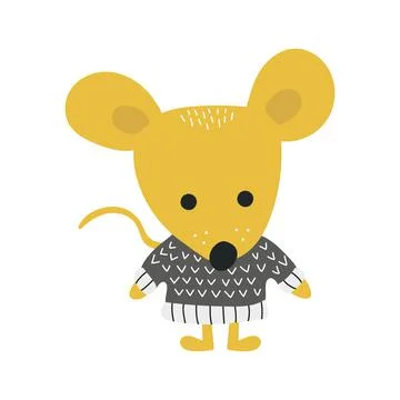 Cute mouse. Rat. A mouse in a knitted sweater. Element for greeting card, poster Stock Illustration
