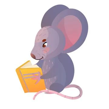 Cute mouse reading book 스톡 일러스트