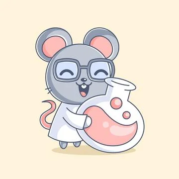 Cute mouse scientist cartoon design Stock Illustration