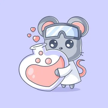 Cute mouse scientist with love Stock Illustration