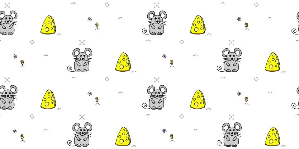 Cute mouse seamless pattern. Creative kids texture with funny animals. Vector Stock-Illustration