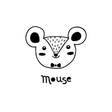 Cute mouse, simple rat face cartoon style. Vector illustration Stock Illustration