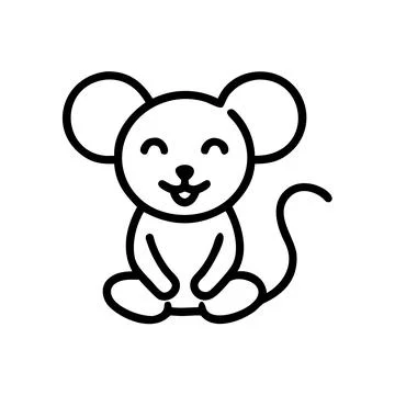Cute mouse sitting peacefully, simple vector art Stock Illustration