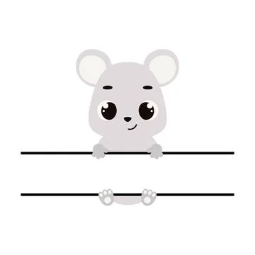 Cute mouse split monogram. Funny cartoon character for shirt, scrapbooking,.. Stock Illustration