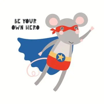 Cute mouse superhero Stock Illustration