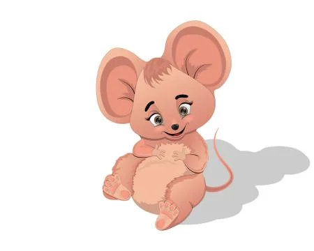 Cute mouse on a white background Stock Illustration