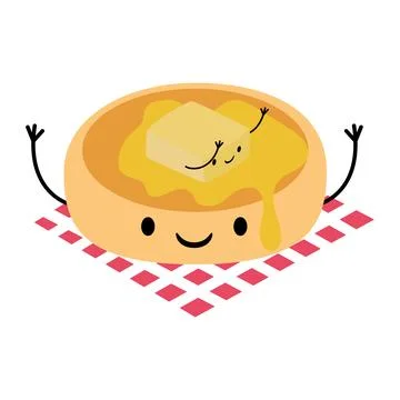 Cute muffin with butter. Vector Stock Illustration