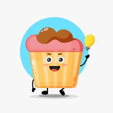 Cute muffin characters with light bulb ideas Stock Illustration