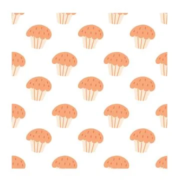 Cute Muffin Seamless Pattern Vector Bakery Background Illustrazione stock