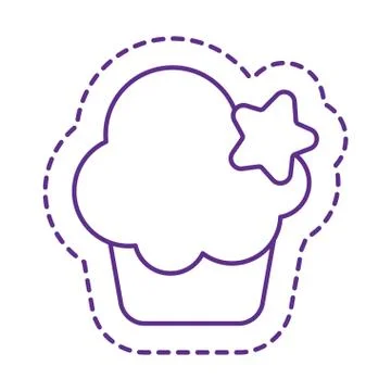 Cute muffin with star patch line style icon vector design Stock Illustration