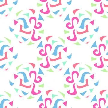 Cute multicolor party vector repeat pattern with swirly lines Illustrazione stock