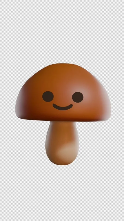 Cute Mushroom 3D Icon on Transparent Background Stock Footage 340537509