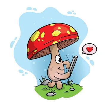 Cute mushroom dropping a like. Stock Illustration