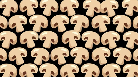 Cute Mushroom Seamless Pattern Background Cartoon Food Illustration, Beige M Stock Footage 347763373