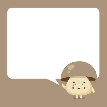 Cute Mushroom with Speech Bubbles Stock Illustration