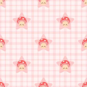 Cute mushroom star seamless pattern Stock Illustration