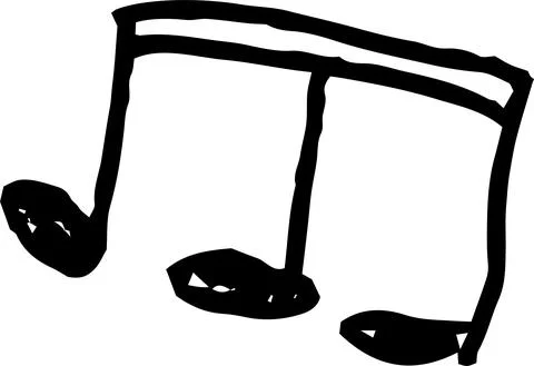 Cute musical note scribbles drawn by children Stock Illustration