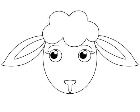Cute muzzle cartoon sheep - vector linear picture for coloring. Outline. Stock Illustration