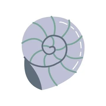 Cute Nautilus Sea Shell Vector Illustration Stock Illustration