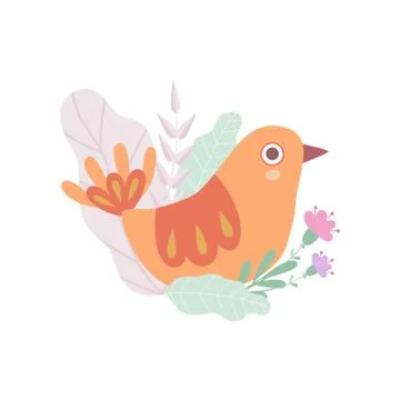 Cute Nesting Bird, Symbol of Spring Vector Illustration Stock Illustration