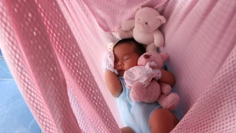 Cute new born sleeping Stock Footage 90968664