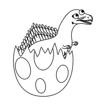 Cute newborn espinosaurus breaking shell Stock Illustration