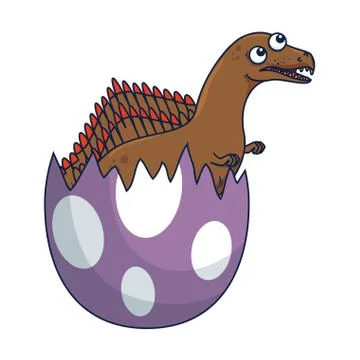 Cute newborn espinosaurus breaking shell Illustrazione stock