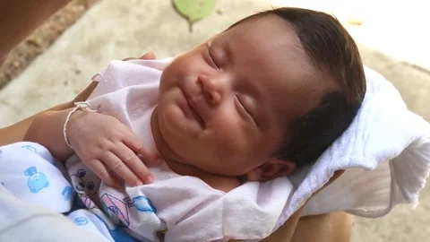 Cute newborn sleeping Stock Footage 73720266
