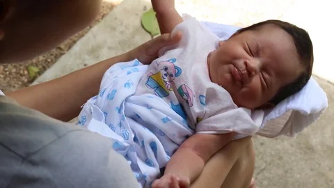 Cute newborn sleeping Stock Footage 73720288