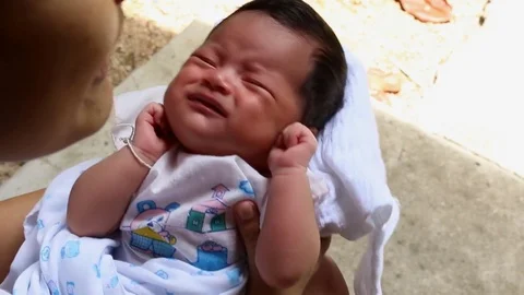 Cute newborn sleeping Stock Footage 73720339