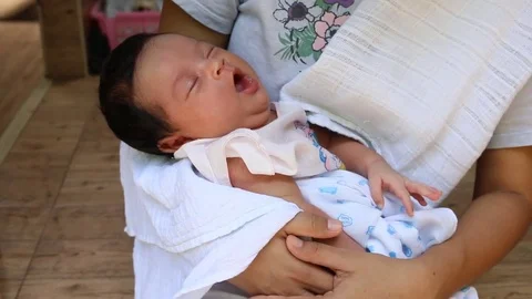 Cute newborn sleeping Stock Footage 73720343