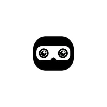Cute Ninja Head Logo Concept, Black Ninja Design Template, Superhero Charac.. Stock Illustration