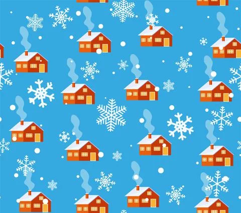Cute nordic pattern with houses, vector illustration Stock Illustration