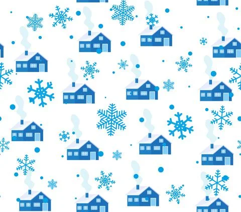 Cute nordic pattern with houses, vector illustration 스톡 일러스트