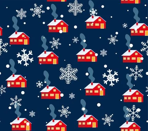Cute nordic pattern with houses, vector illustration Illustrazione stock