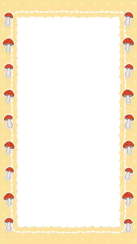 Cute Notebook Torn Paper Vertical Border Loop with Mushroom Pattern Video stock 346116269