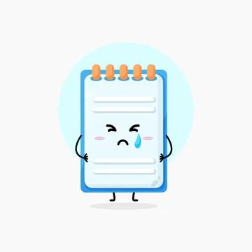 Cute notepad character crying Stock Illustration