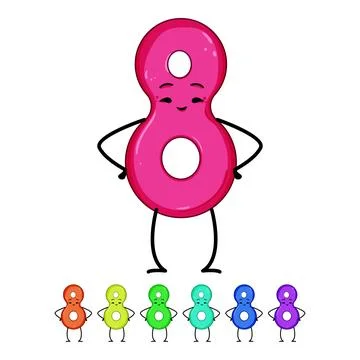 Cute number character cartoon vector graphic Stock Illustration