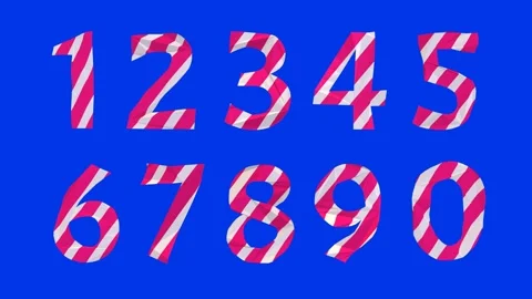Cute numbers from 0-9 with pink and white striped texture Stock Footage 278286117