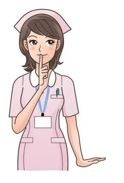 Cute nurse posing to ask  silence Stock Illustration