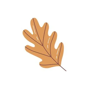 Cute Oak Leaf Hand Drawn Autumn Foliage Vector Illustration in Warm Pastel Stock Illustration