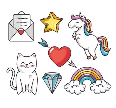 Cute objects set. 스톡 일러스트