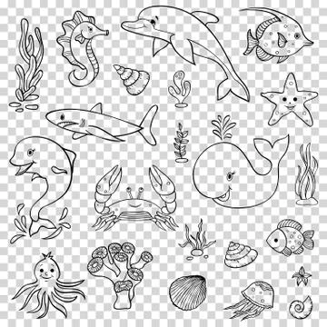 Cute ocean animals Stock Illustration