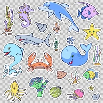 Cute ocean animals Stock Illustration